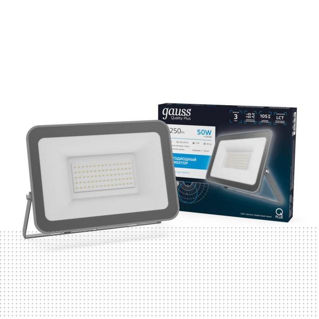 Прожектор светодиодный Qplus 50Вт 6500К IP65 5250лм 200-240В ДО графит. GAUSS 690511350