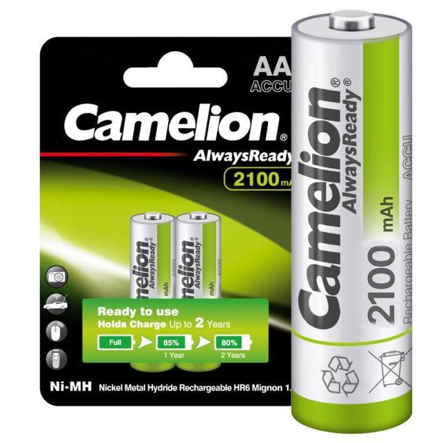 Аккумулятор AA/HR6 1.2В 2100мА.ч Ni-MH Always Ready NH-AA2100ARBP2 BL-2 металлик (уп.2шт) Camelion 7966