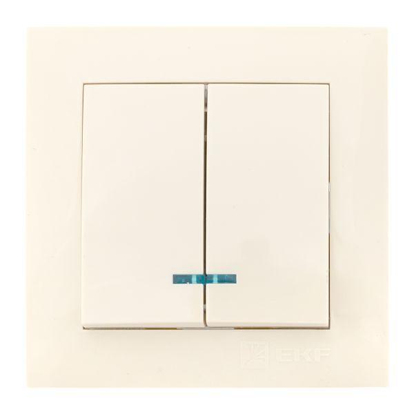 Выключатель 2-кл. СП Валенсия 10А IP20 с индикатором крем. PROxima EKF EWV10-123-20