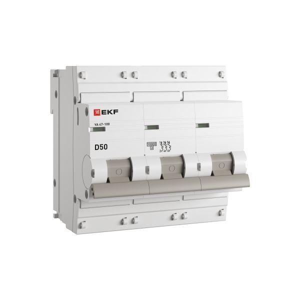 Выключатель автоматический модульный 3п D 50А 10кА ВА 47-100 PROxima EKF mcb47100-3-50D-pro
