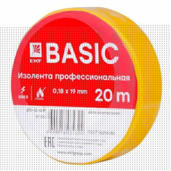 Изолента класс А 0.18х19мм (рул.20м) желт. EKF plc-iz-a-y