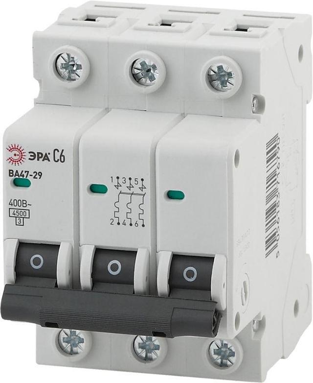 Выключатель автоматический модульный 3п C 10А ВА47-29 NO-902-117 ЭРА Б0031939