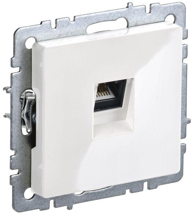 Розетка компьютерная СП RJ45 кат.5E BRITE РК10-БрБ бел. IEK BR-K10-1-K01