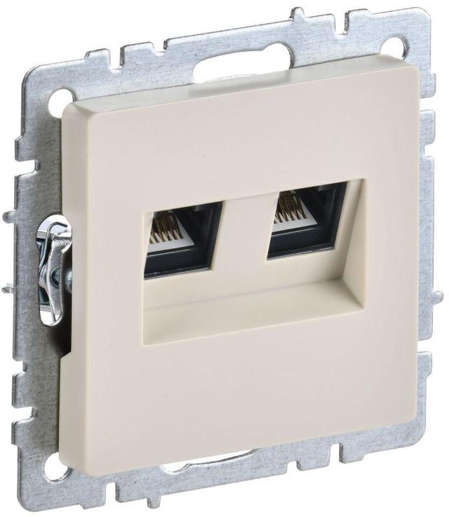 Розетка компьютерная двойная СП RJ45 кат.5E BRITE РК10-2-БрКр беж. IEK BR-K20-1-K10
