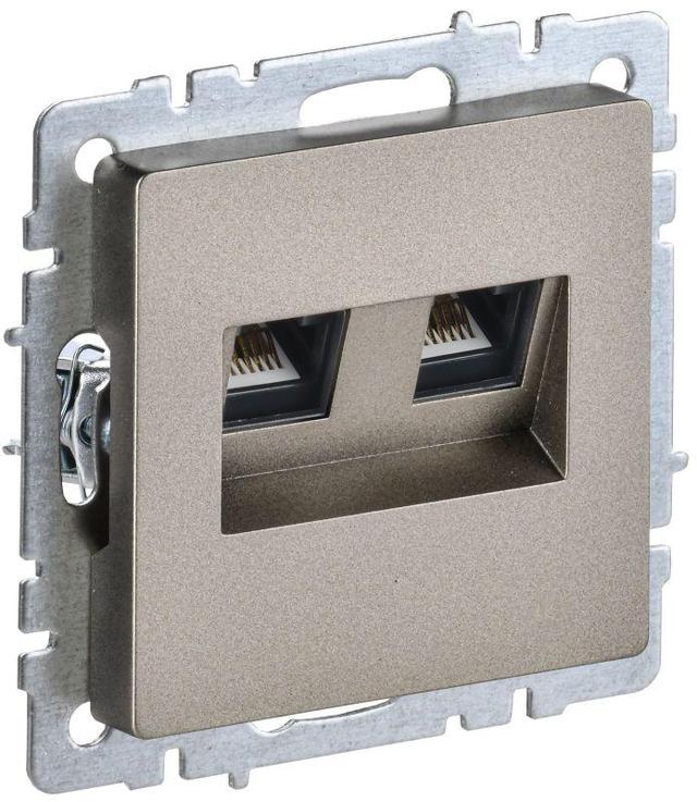 Розетка компьютерная двойная СП RJ45 кат.5E BRITE РК10-2-БрШ шампань IEK BR-K20-1-K37