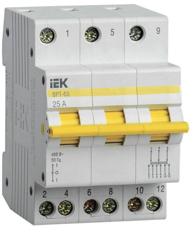 Выключатель-разъединитель трехпозиционный 3п ВРТ-63 25А IEK MPR10-3-025