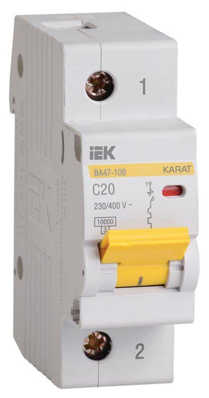 Выключатель автоматический модульный 1п C 20А 10кА ВА47-100 IEK MVA40-1-020-C