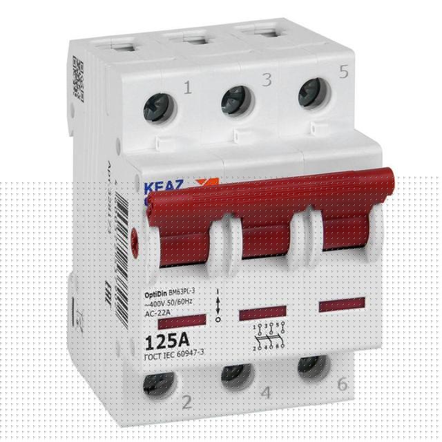 Выключатель нагрузки модульный OptiDin BM63PL-3125-УХЛ3 (ВМ63PL) КЭАЗ 328173