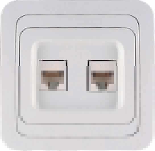 Розетка компьютерная 2-м СП Mimoza 16А IP20 кат.5 бел. Makel 12036