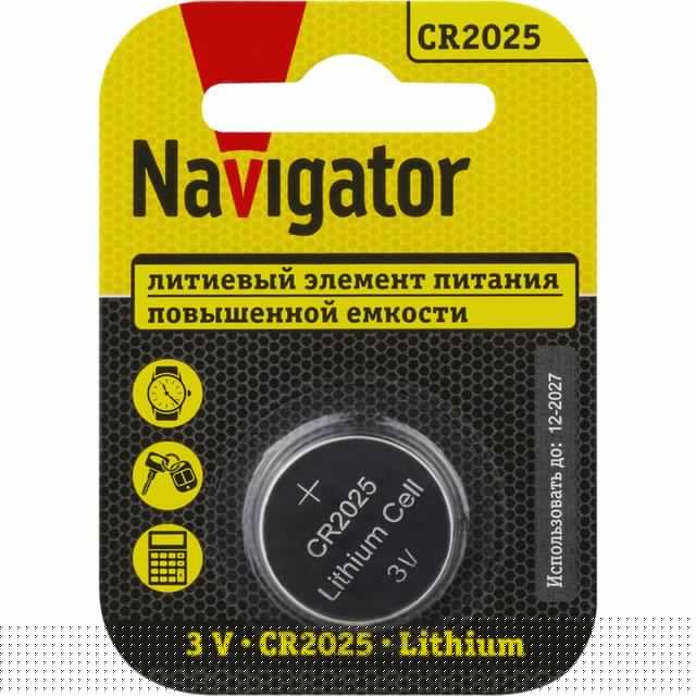 Элемент питания литиевый CR2025 93 822 NBT-CR2025-BP1 (блист.1шт) NAVIGATOR 93822